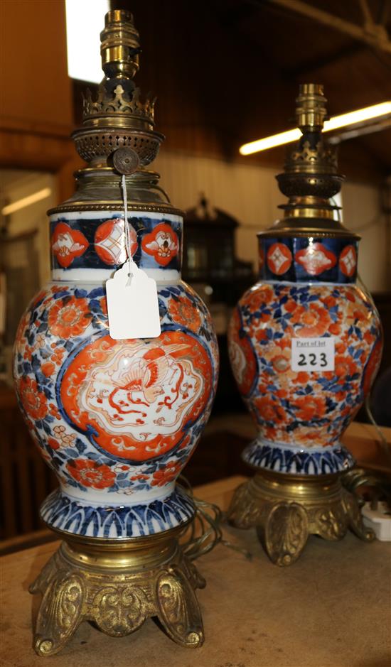 Pair of Imari & gilt table lamp bases